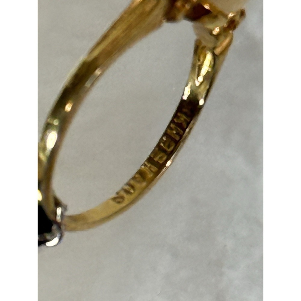 Vintage Signed Krementz 14K HGE Cultured Pearl Ring Size 5.75 Retro Cocktail - Picture 8 of 11